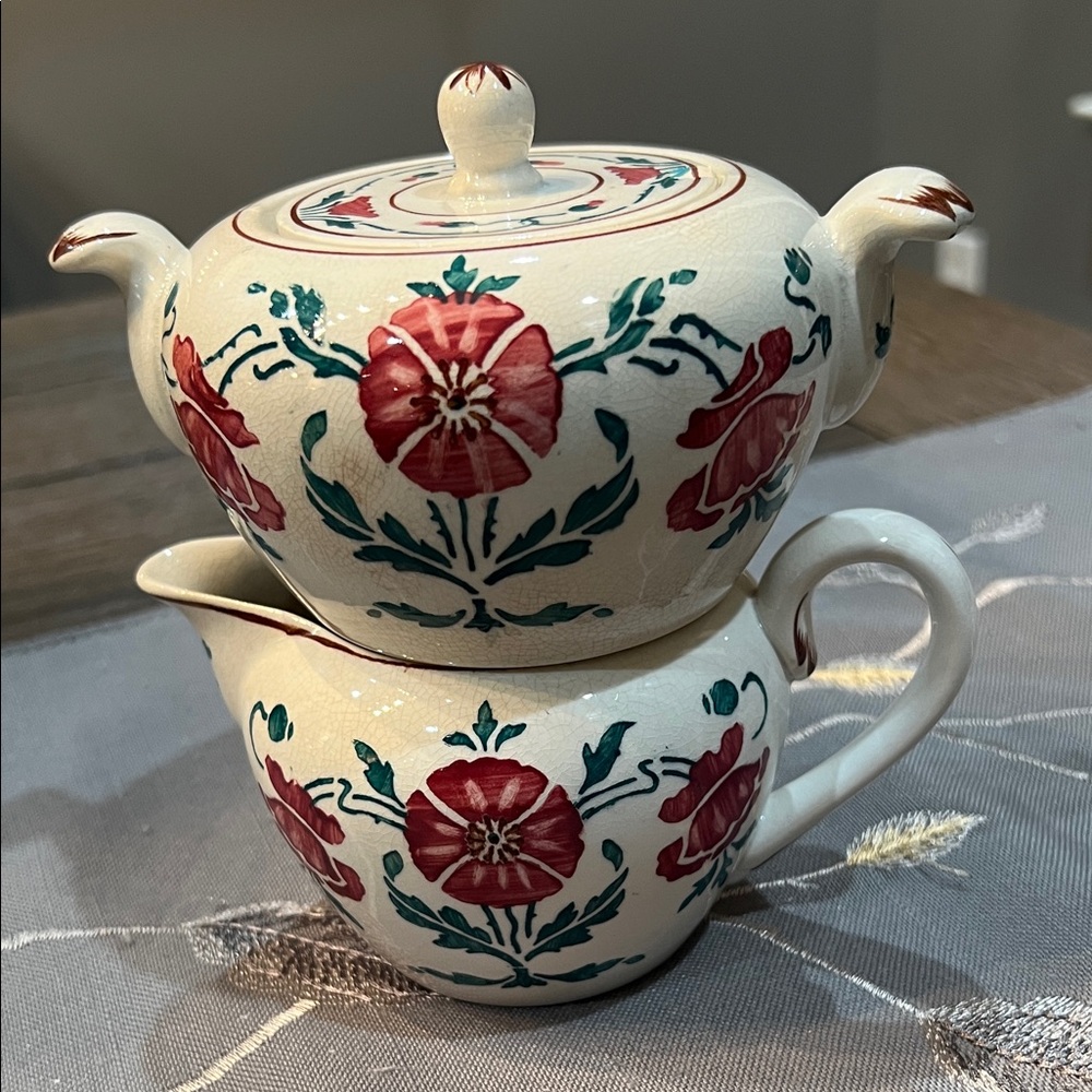 ANTIQUE VILLEROY & BOCH DRESDEN Cream and Sugar Set SAXONY 508